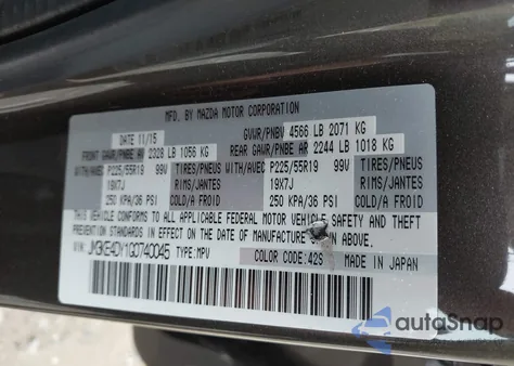 2016 Mazda Cx-5 Grand Touring z USA, uszkodzony, nr VIN JM3KE4DY1G0740045